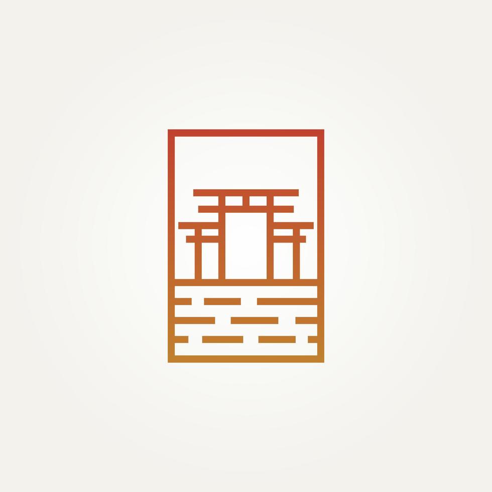 logotipo de arte de línea minimalista de puerta torii tradicional vector