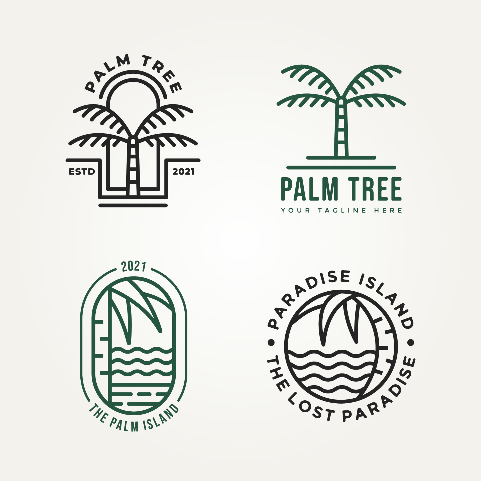 set of palm tree minimalist line art icon logo 6304484 Vector Art at