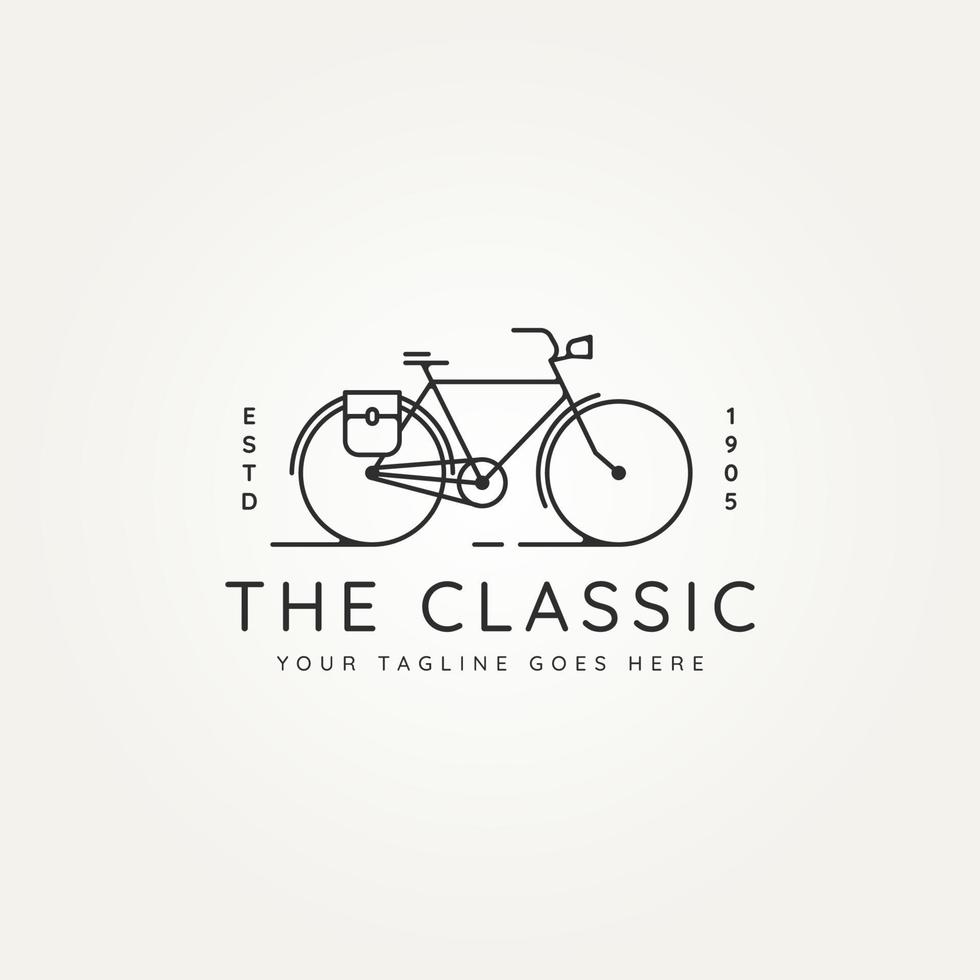 logotipo de icono de arte de línea minimalista de cartero de bicicleta clásica vector