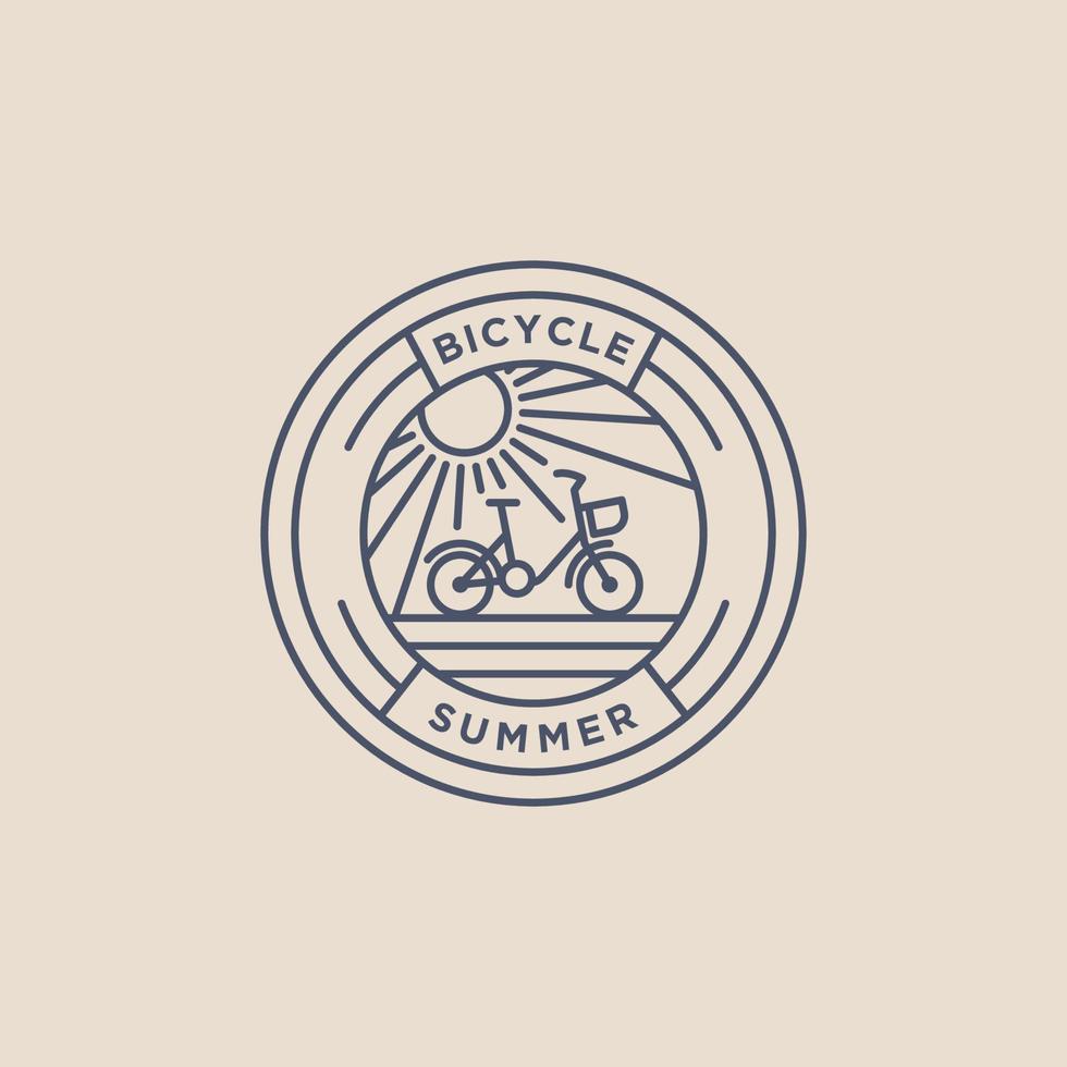 logotipo de icono de insignia de arte de línea minimalista de bicicleta de verano vector