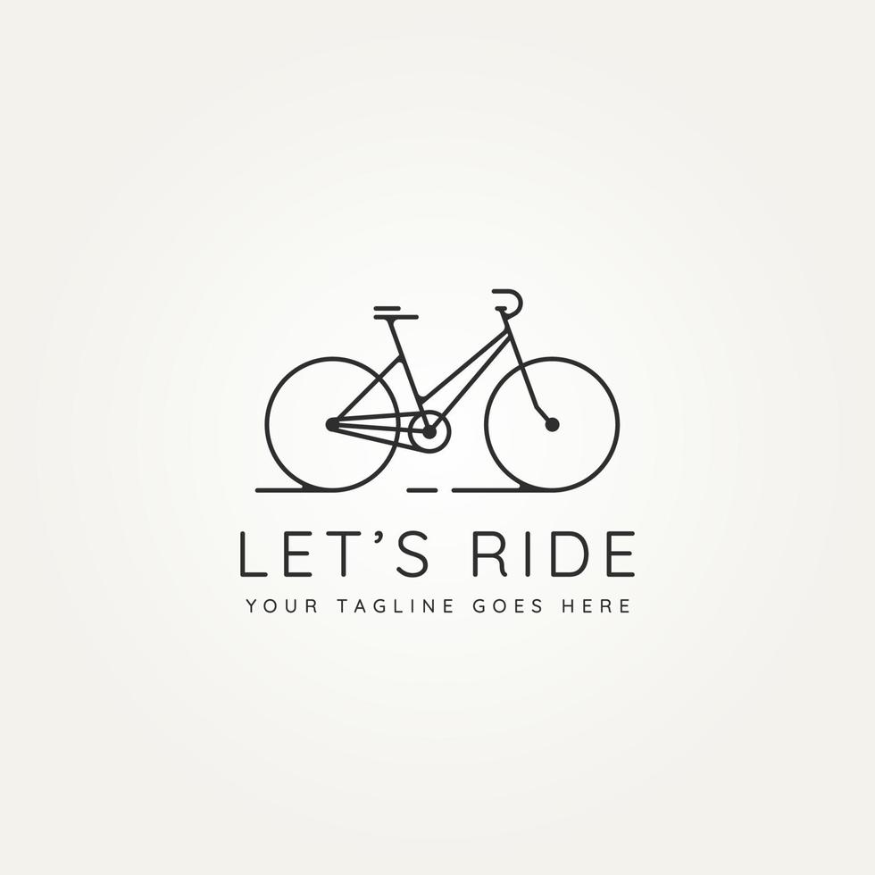 let's ride bicycle minimalist line art icon logo vector