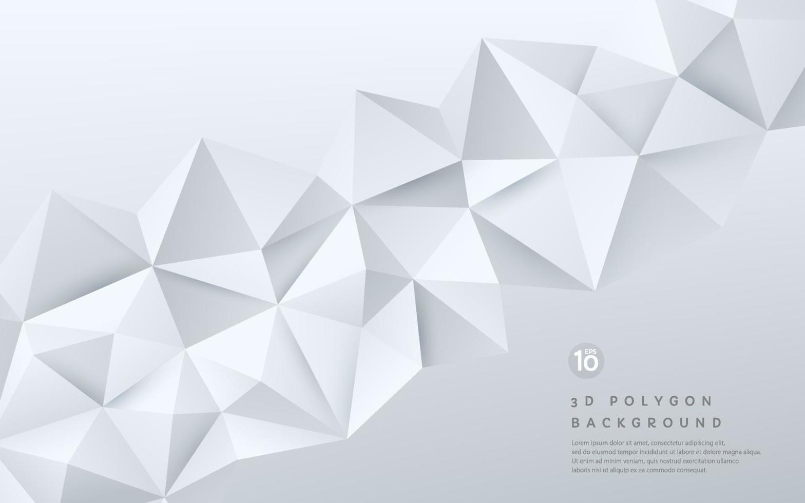 Abstract 3D gradient white and silver geometric polygonal pattern on white background with copy space. You can use for cover, poster, banner web, flyer, Landing page, Print ad. Vector EPS10