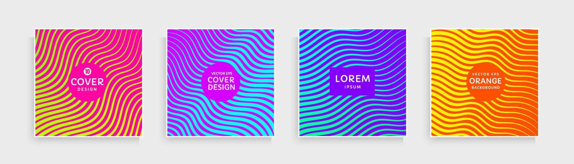 Set of abstract wavy lines pattern with pink, blue, purple, orange yellow vibrant color. Trendy color stripes texture collection design. Can use for cover, poster, banner web, flyer. Vector EPS10