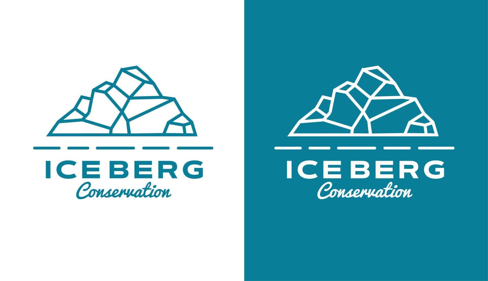 antarctica mountains with sun, vintage monoline iceberg logo design for climber and adventure vector