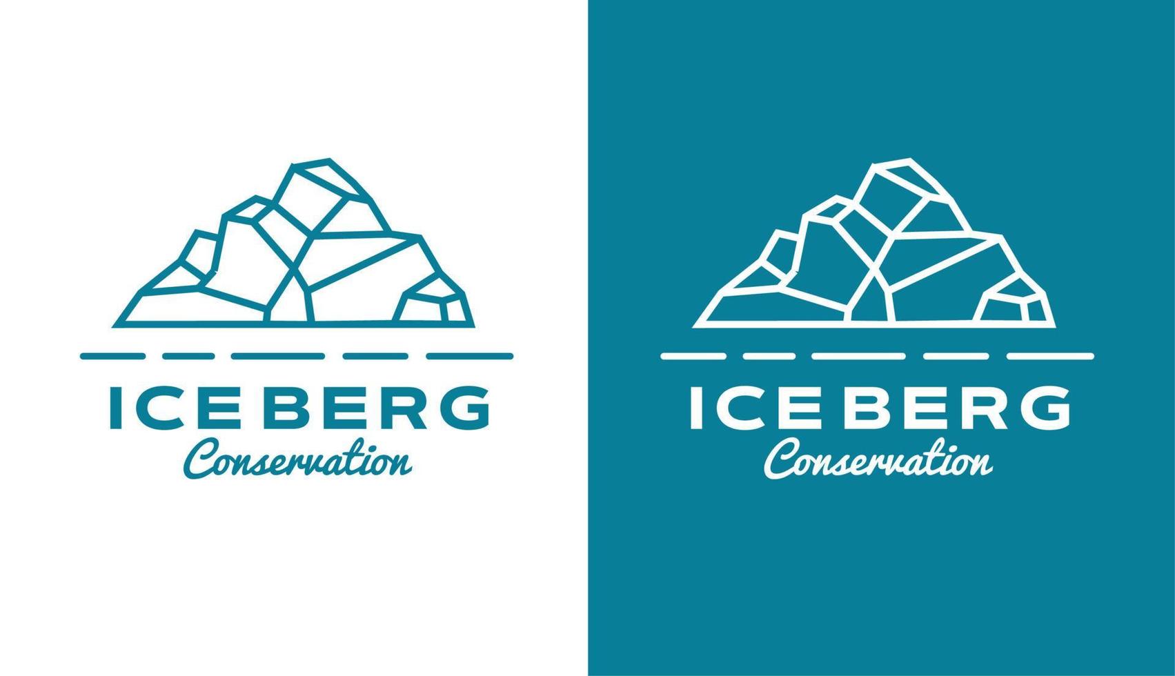 montañas antárticas con sol, diseño de logotipo vintage monoline iceberg para escalador y aventura vector