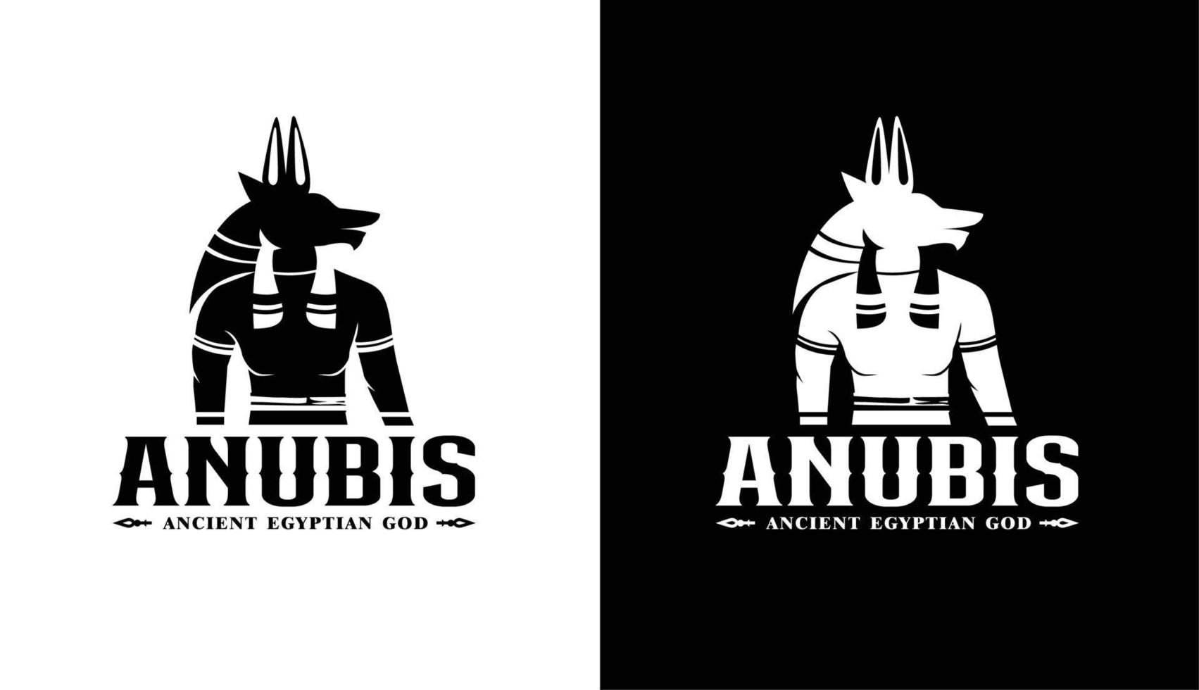 Silhouette of mighty anubis, Ancient egyptian God Logo Design with dog head vector