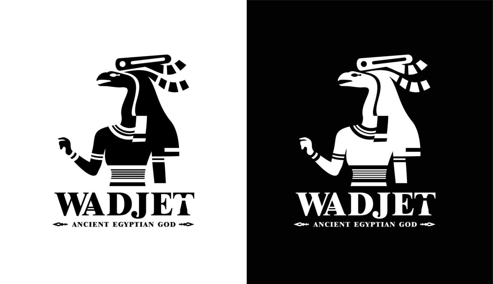 Ancient egyptian wadjet god silhouette. middle east nurse queen with crown and scepter vector