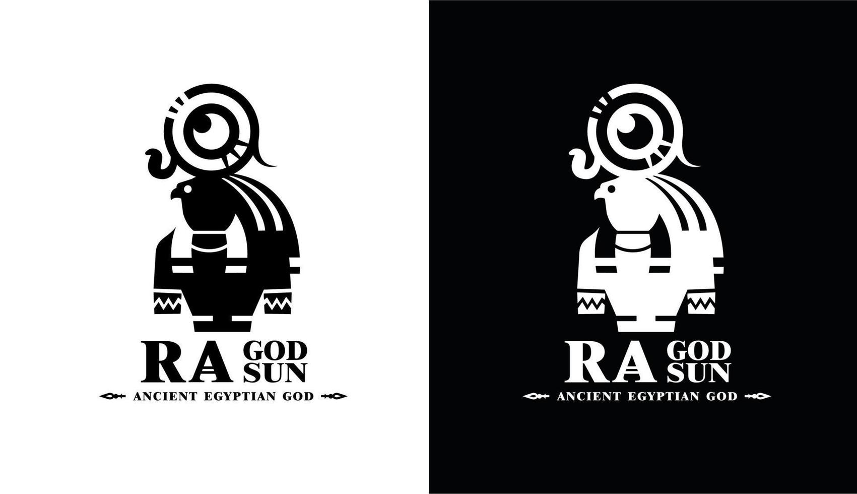 Ancient egypt god ra silhouette middle east king eagle with crown and sun symbol vector