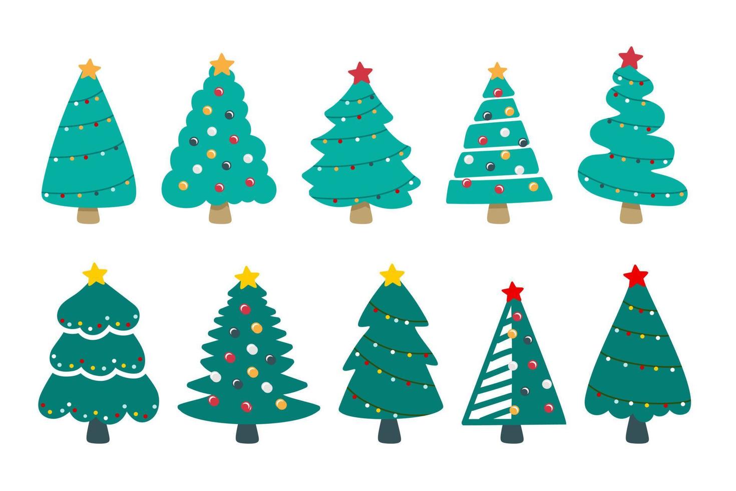 Christmas tree set. Vector illustration in a flat style. The concept of Christmas