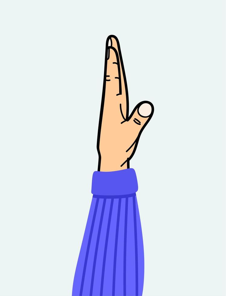 Hand gesture palm sideways. For use on textiles, packaging paper, souvenirs, printing, posters, postcards. vector