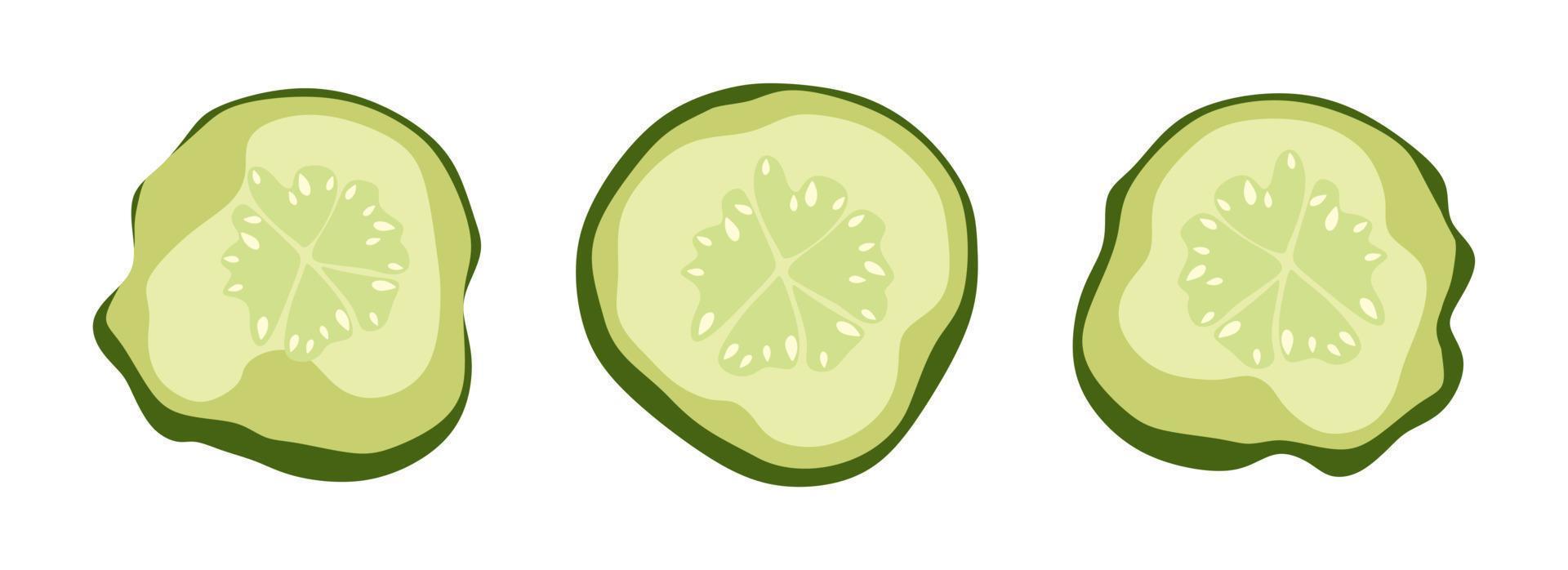 Cucumbers pickled slices set. Vector illustration. A concept for stickers, posters, postcards, websites and mobile applications.