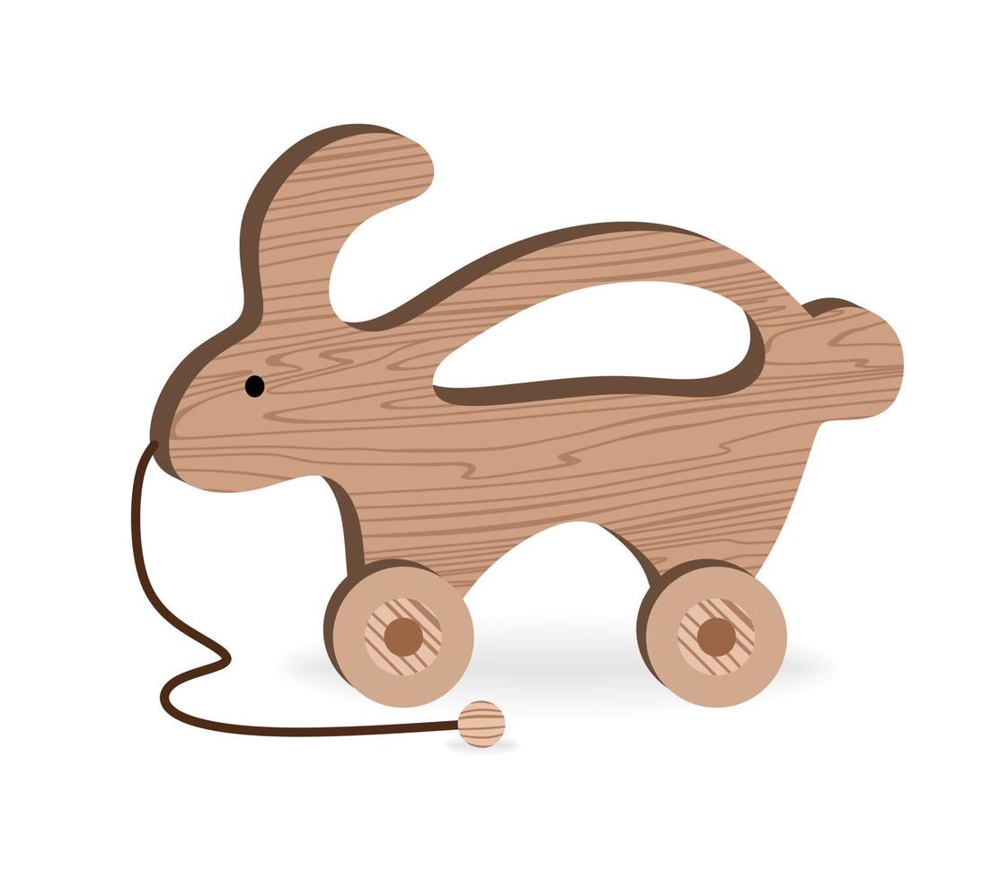 Children's Toys for Children's Games and entertainment Cartoon Wooden toys Wooden rabbit Vector Illustration
