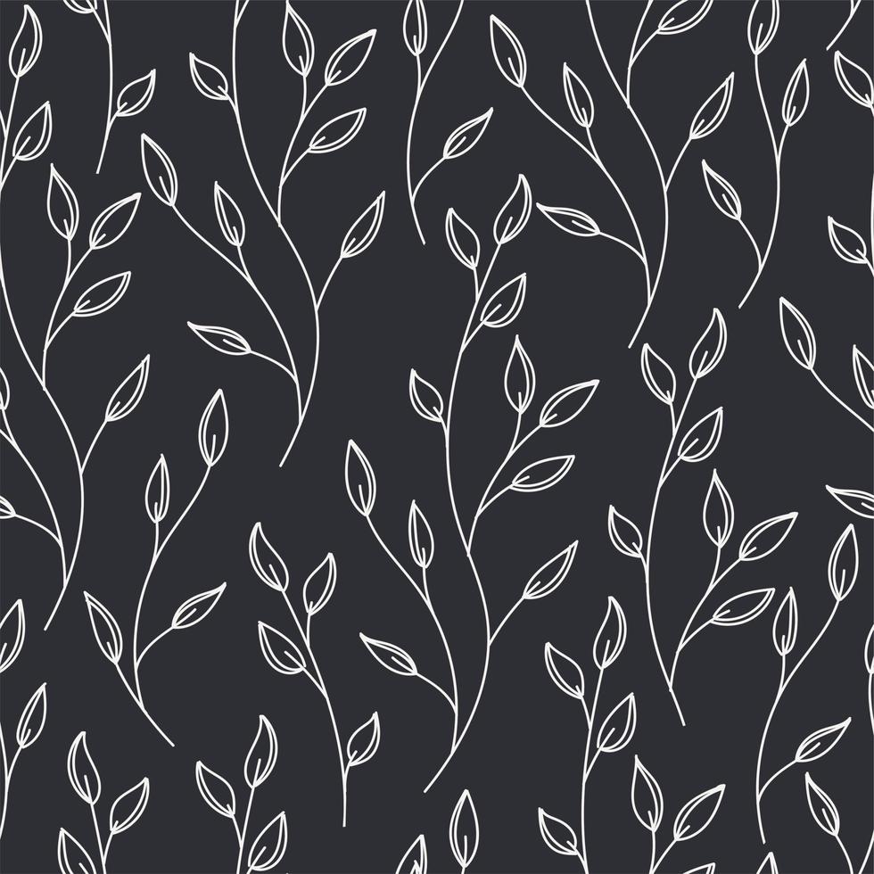 A stylish pattern of white leaves on a black background. For wedding invitations, postcards, posters, labels of cosmetics and perfumes, packaging paper. vector