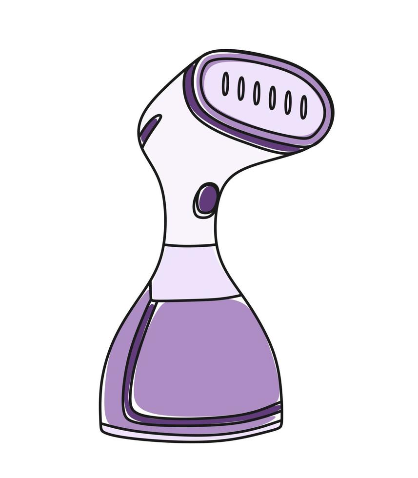 Clothes steamer home handmade Vector illustration in linear doodle style on a white background.