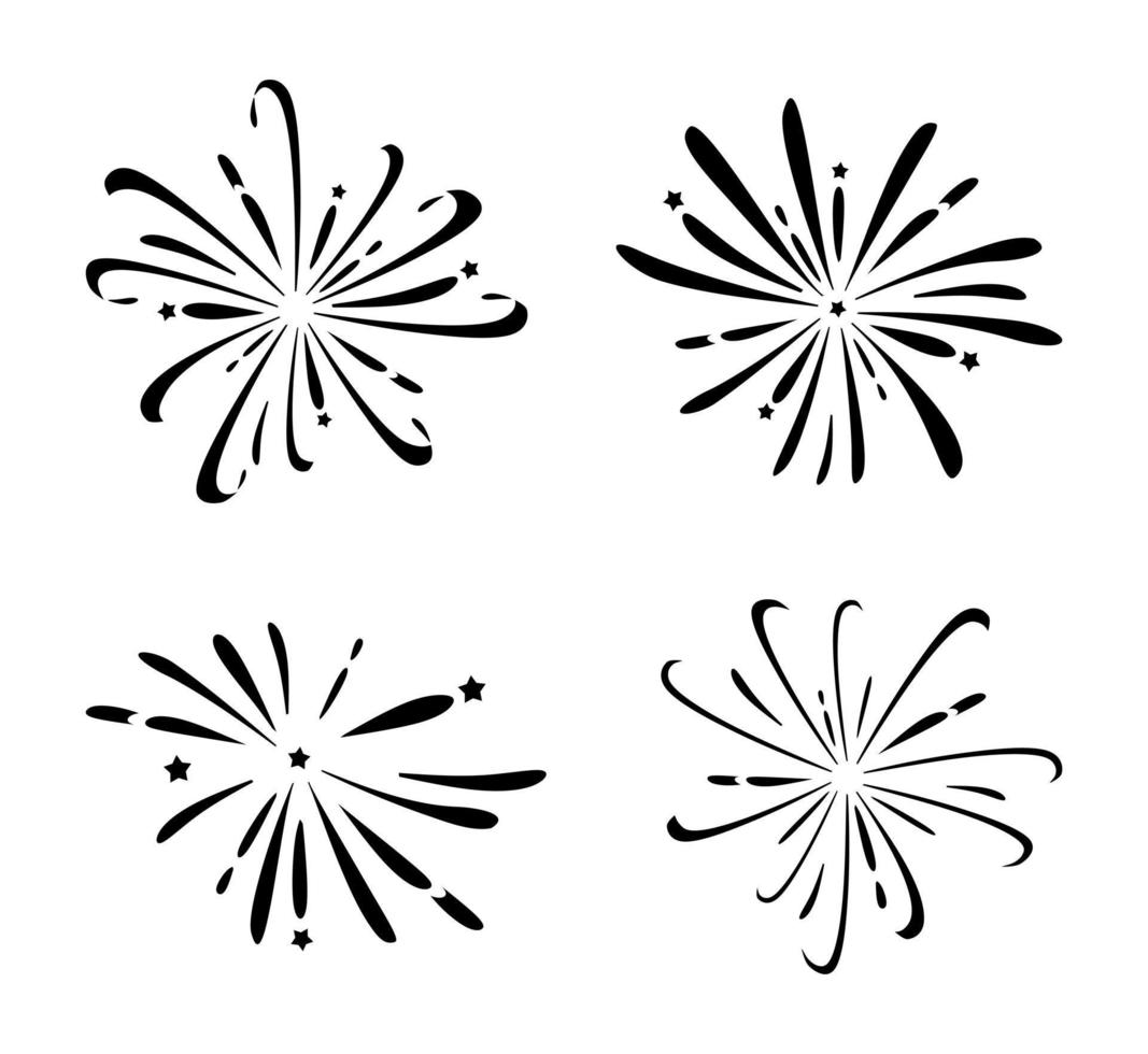 Fireworks isolated on a white background. A set of festive fireworks. vector