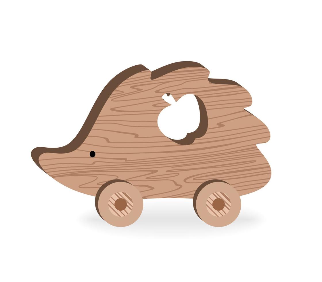 Children's toys for Children's games and entertainment Cartoon Wooden toys Wooden hedgehog Vector illustration