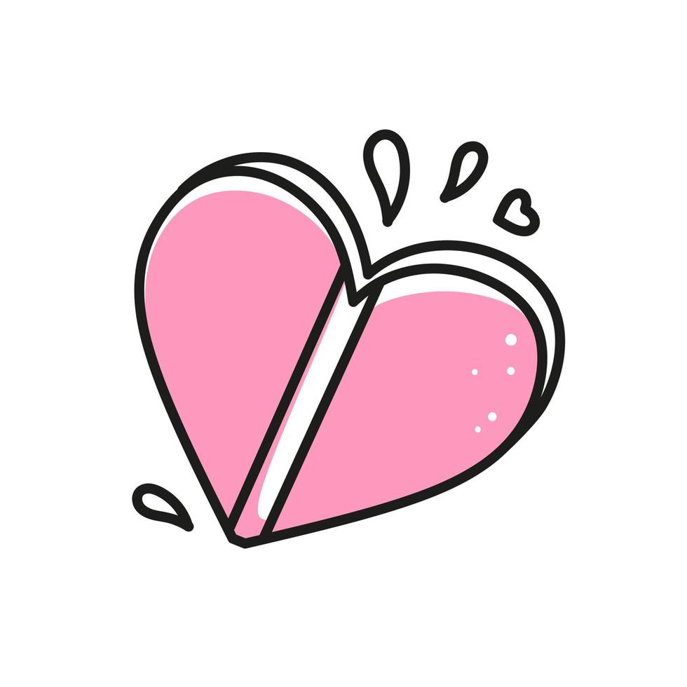 Vector element heart  for Valentines Day. Hand-drawn love symbols in a linear style. Isolated on a white background.