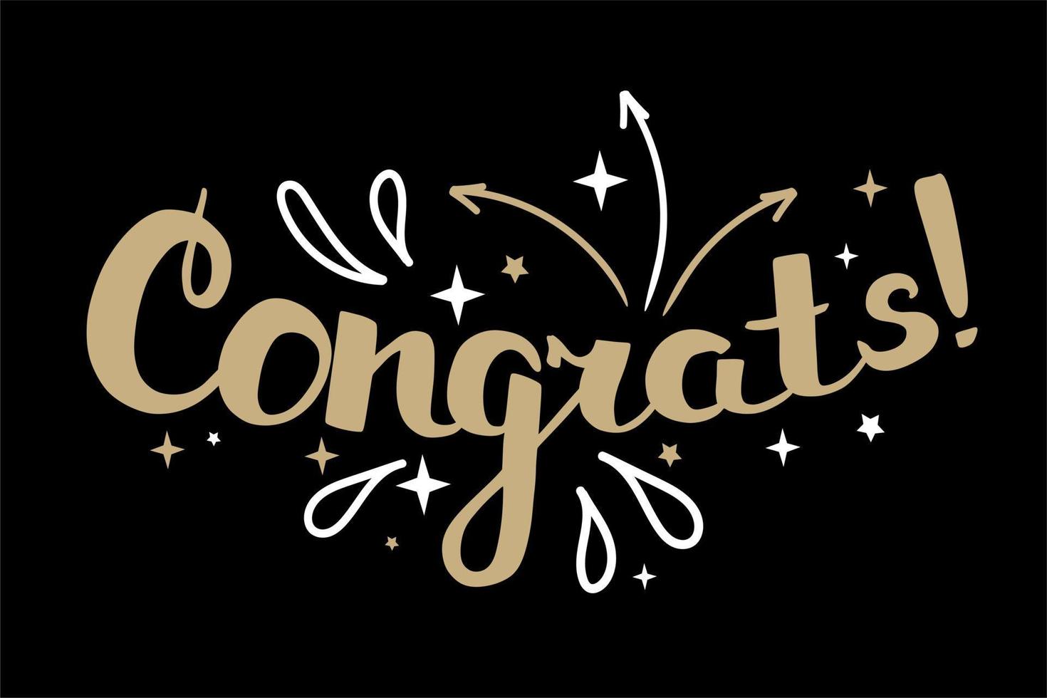 Congrats, congratulations postcard.  Stylish fashion postcard, festive banner. Vector illustration.