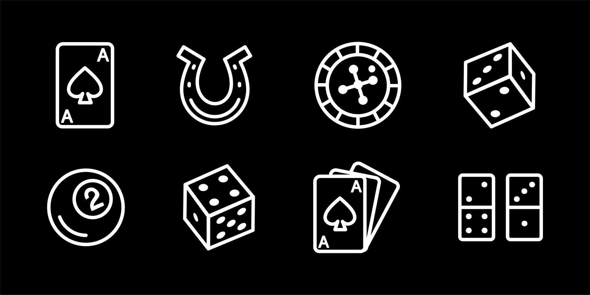 iconos de neón del casino. plantillas de estilo neón. ilustración vectorial vector