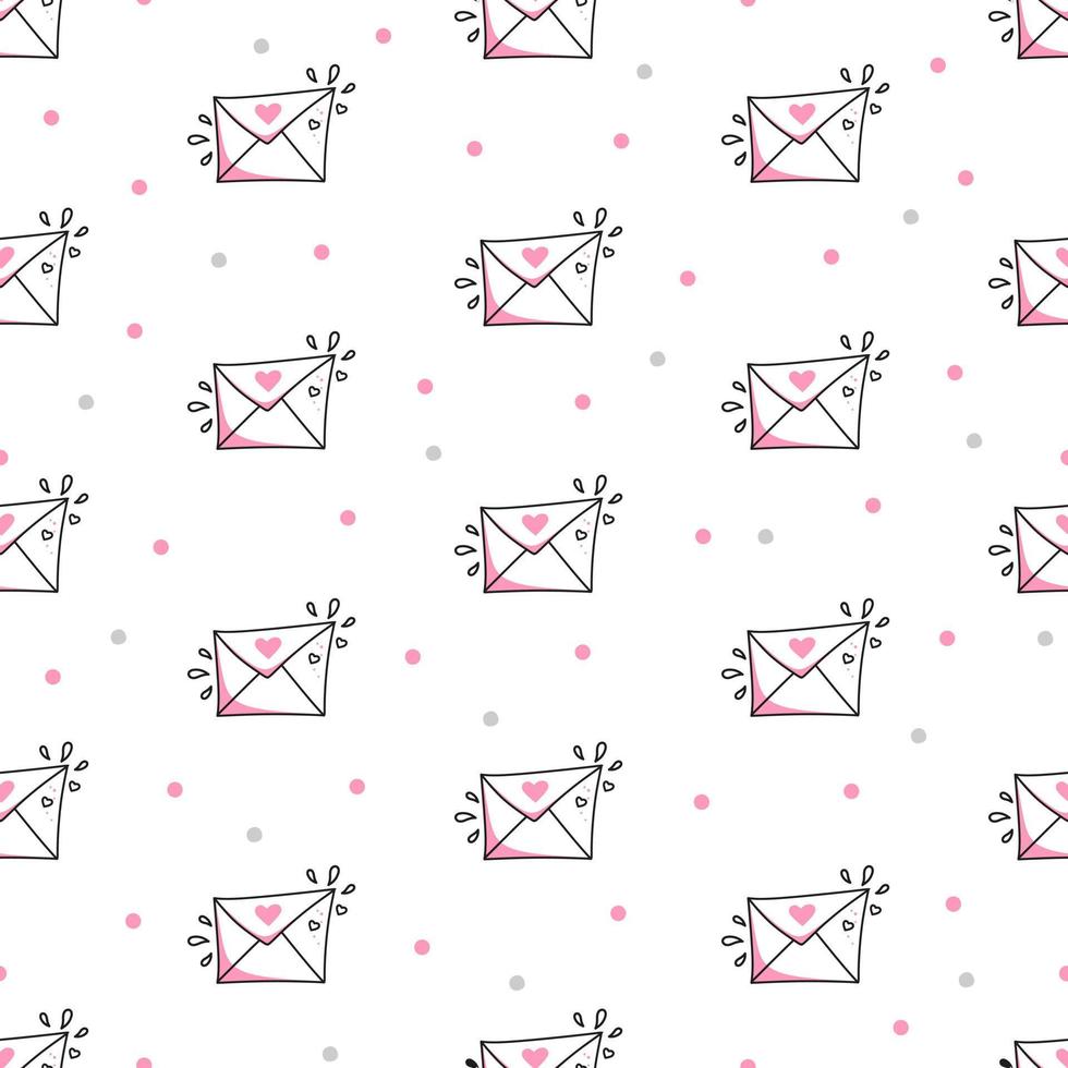 patrón sin fisuras de sobres de San Valentín sobre un fondo blanco. uso en el día de san valentín en textiles, papel de regalo, fondos, souvenirs. ilustración vectorial vector