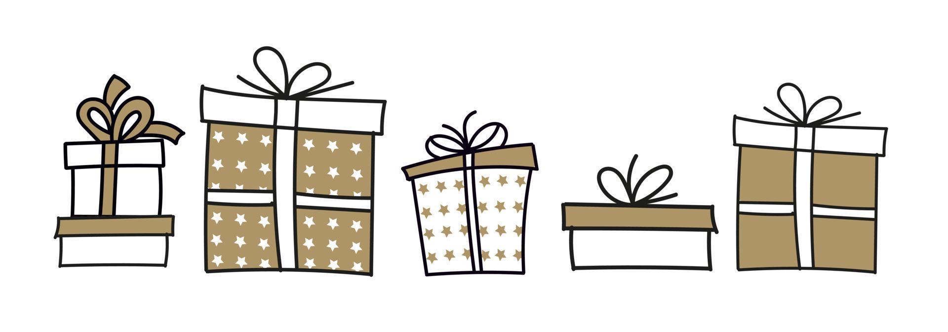 regalos de Navidad. cajas de moda en color negro y dorado. vector