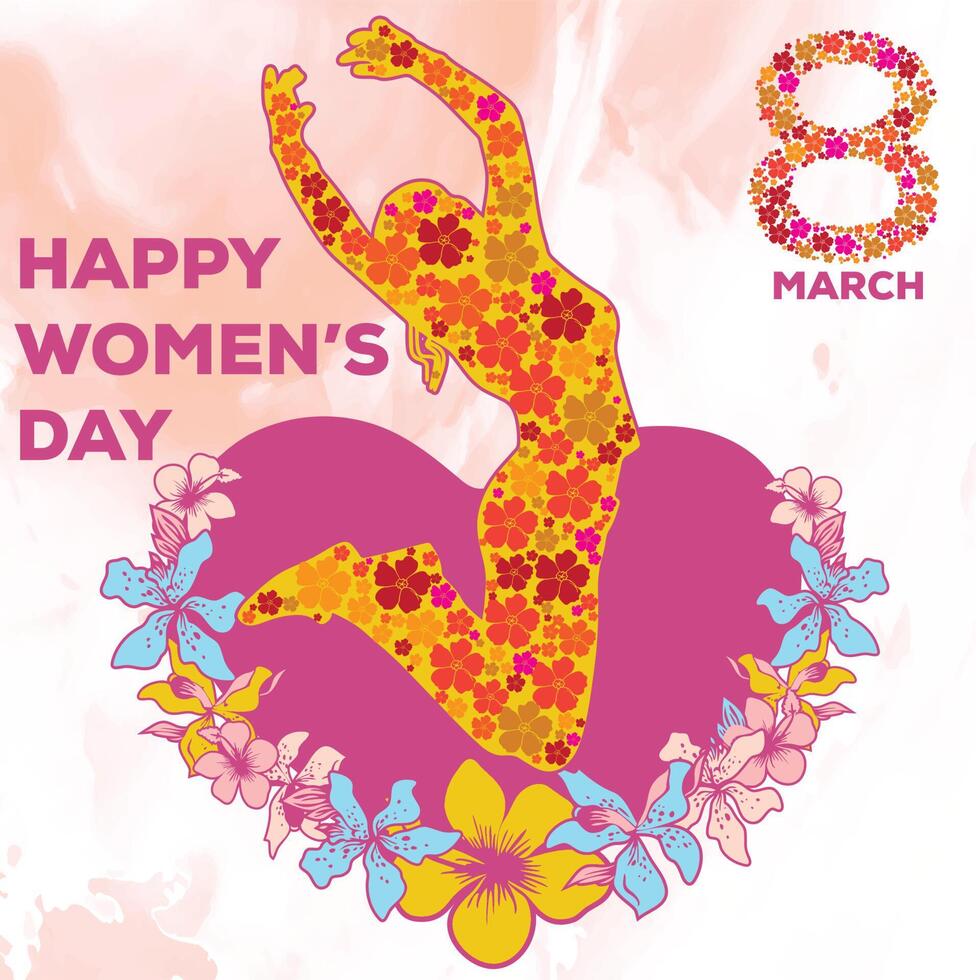 women day happy super jump vector
