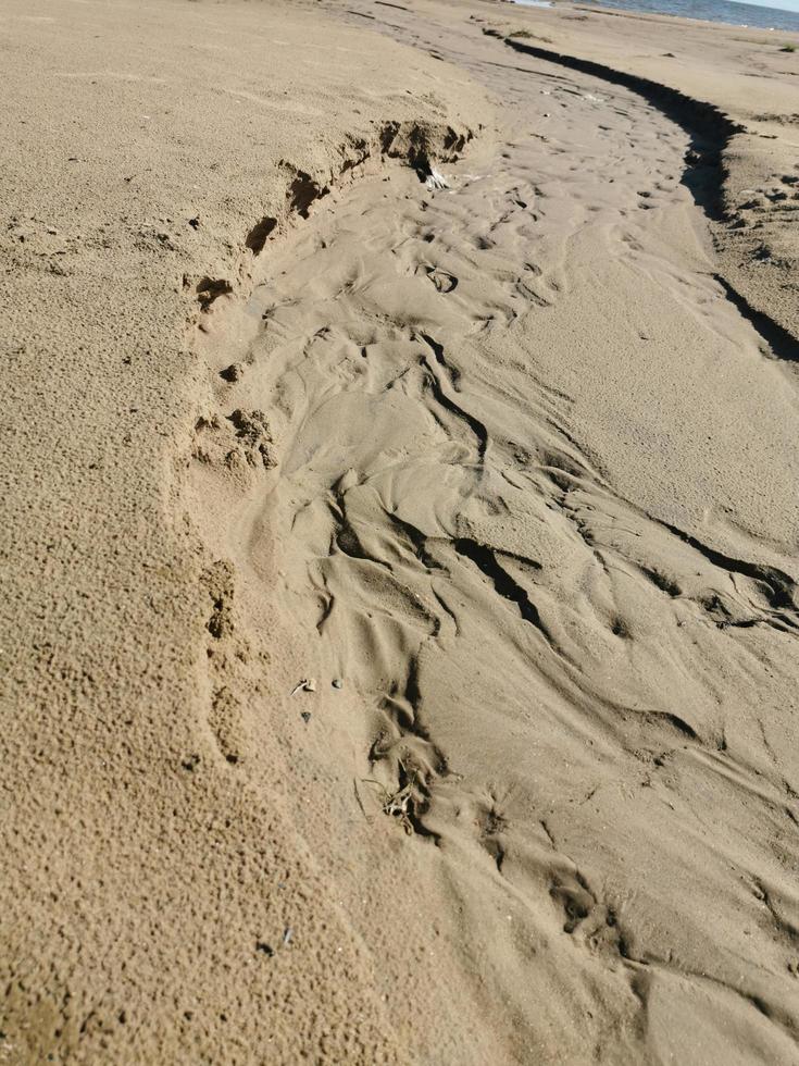 Sandy beach. sand washed with water photo