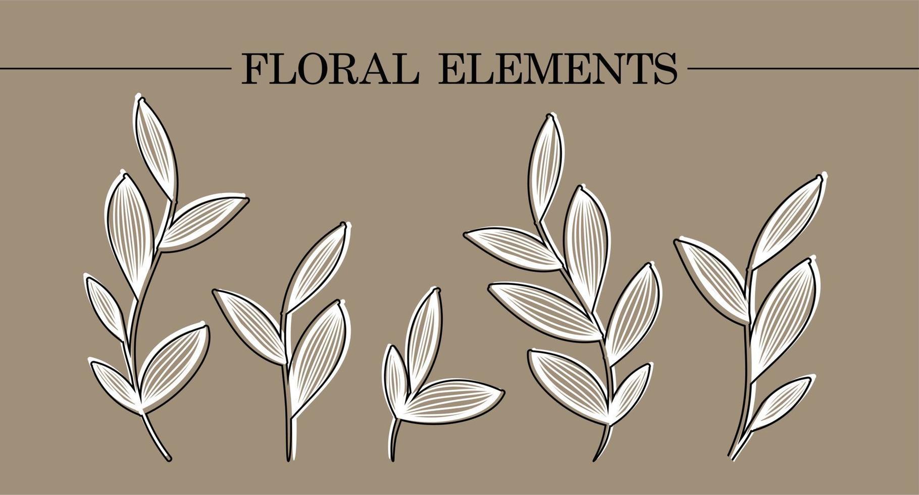 A plant-style banner with leaves and branches. For wedding invitations, postcards, posters, labels of cosmetics and perfumes, packaging paper. Vector illustration