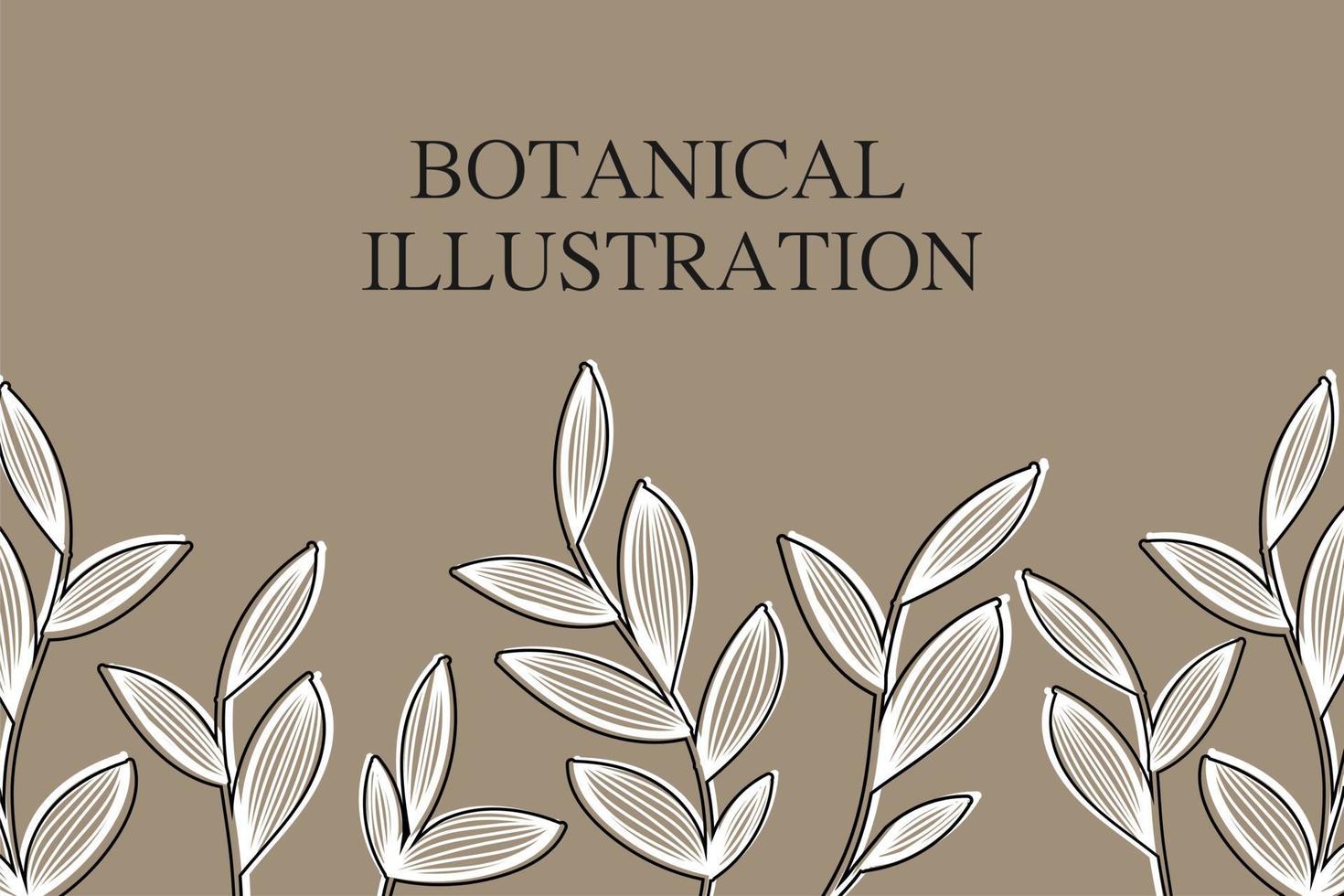 A plant-style banner with leaves and branches. For wedding invitations, postcards, posters, labels of cosmetics and perfumes, packaging paper. Vector illustration