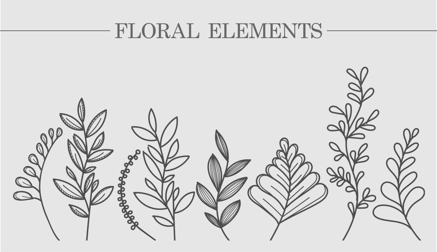 Flower collection of branches of leaves and botany. For wedding invitations, postcards, posters, labels of cosmetics and perfumes, packaging paper. Vector illustration