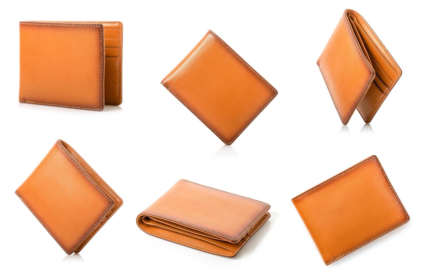 New leather brown men wallet isolated on white photo