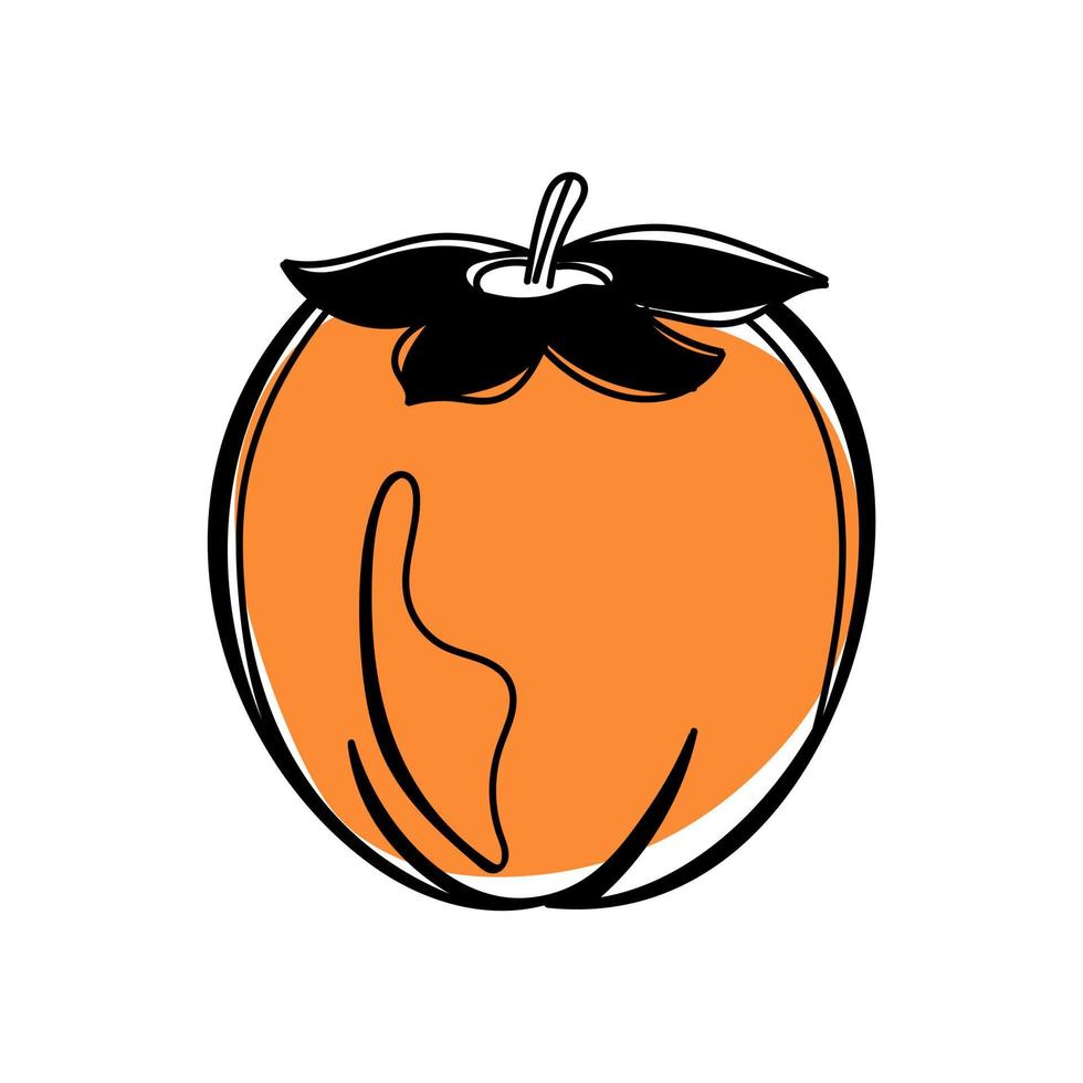 Persimmon, vector illustration isolated on a white background. A concept for stickers, posters, postcards, websites