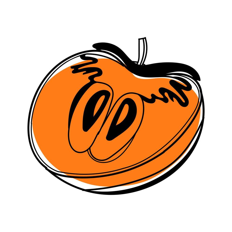 Persimmon, vector illustration isolated on a white background. A concept for stickers, posters, postcards, websites