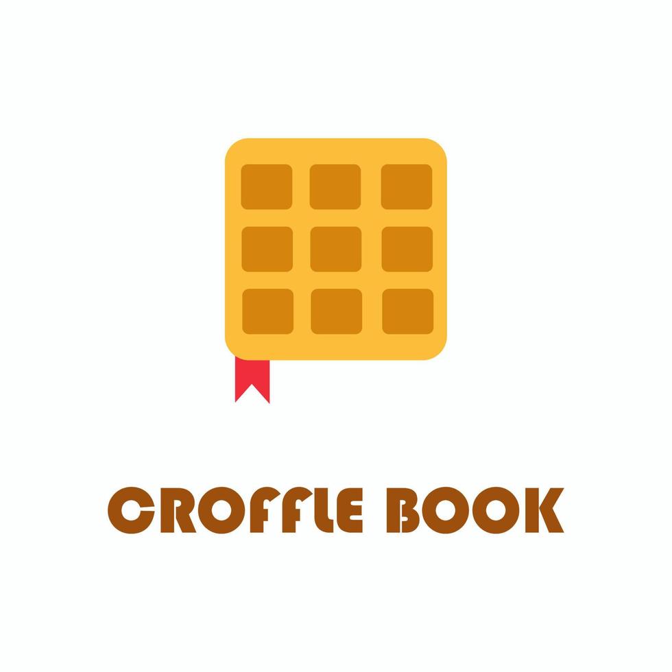 logo de vector de comida de gofre combinado con libro