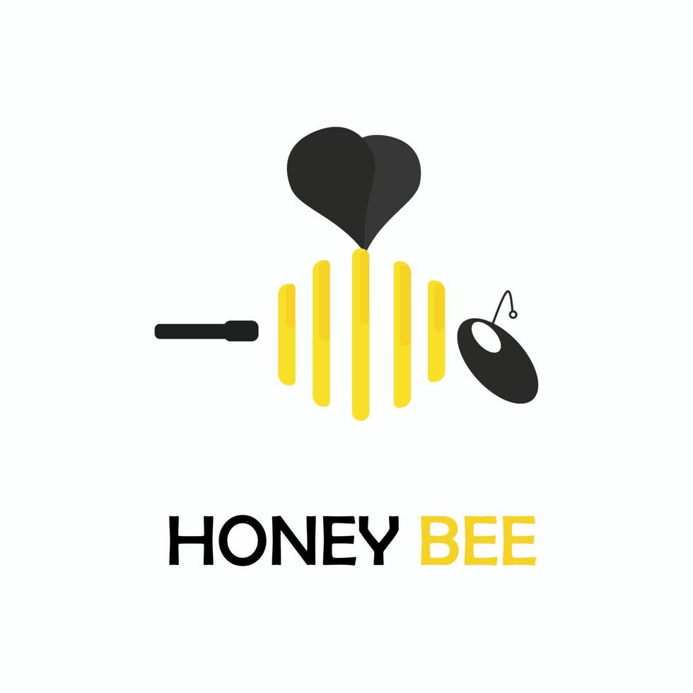 logotipo abstracto combinado de abejas y miel vector