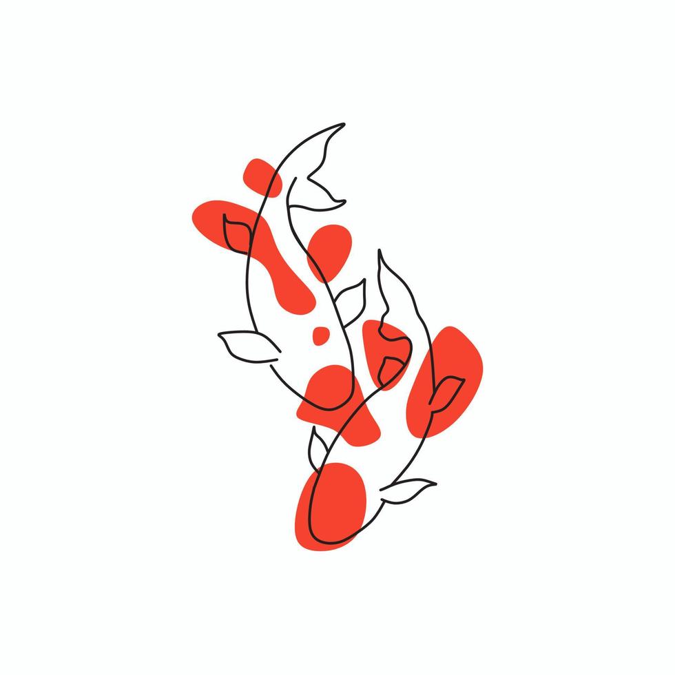 Minimalist and abstract vector logo with koi fish pattern
