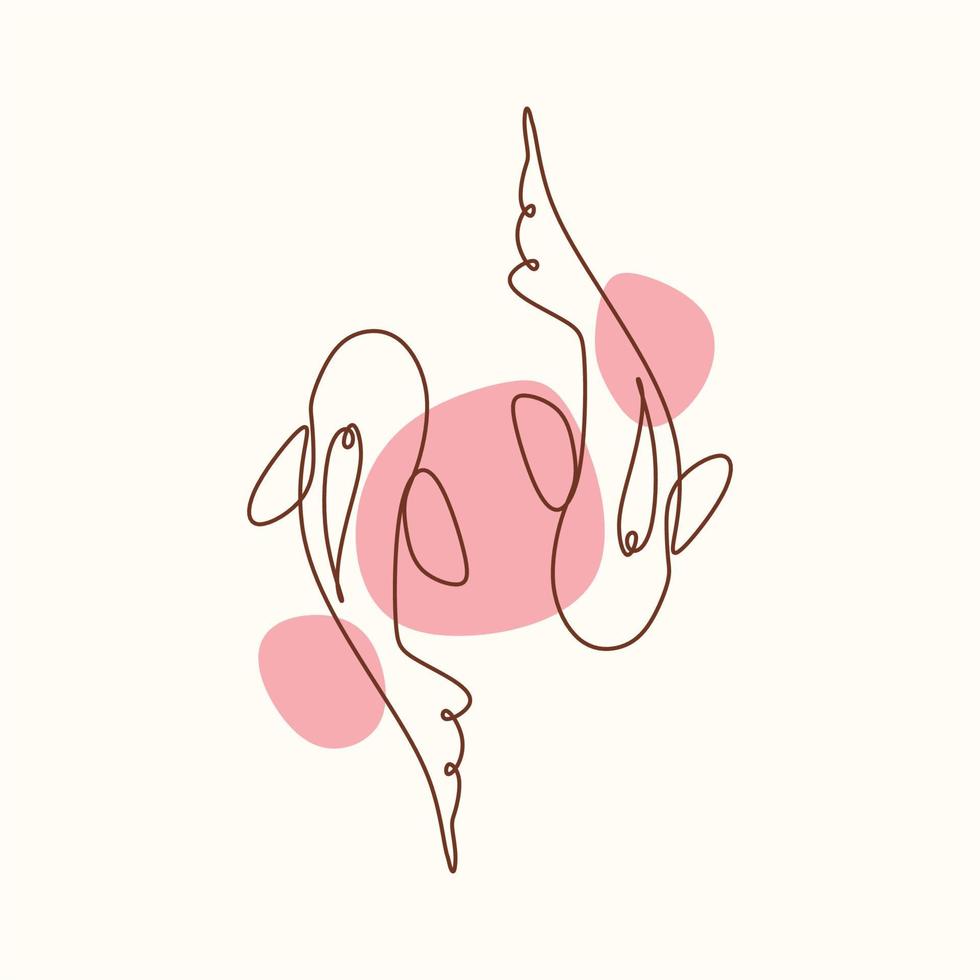 Koi fish illustration logo with minimalistic lineart vector
