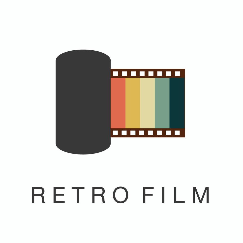 logotipo de rollo de película de color brillante y retro vector