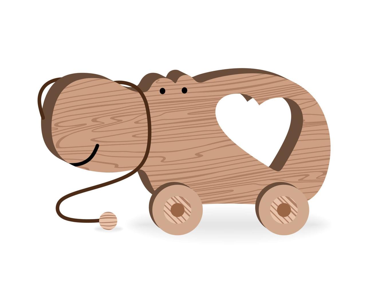 juguetes para niños para juegos y entretenimiento para niños juguetes de madera de dibujos animados ilustración de vector de hipopótamo de madera