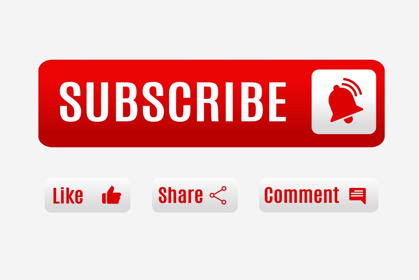 Modern vector subscribe button and bell button. Red button subscribe to channel, blog. Social media background. Vector illustration.