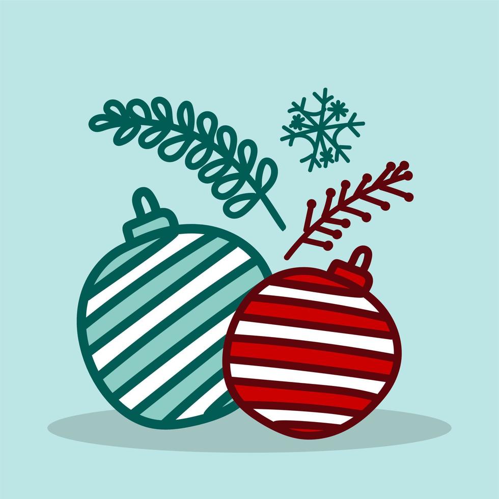 Christmas tree toys and branches. The concept of Christmas and New Year. vector