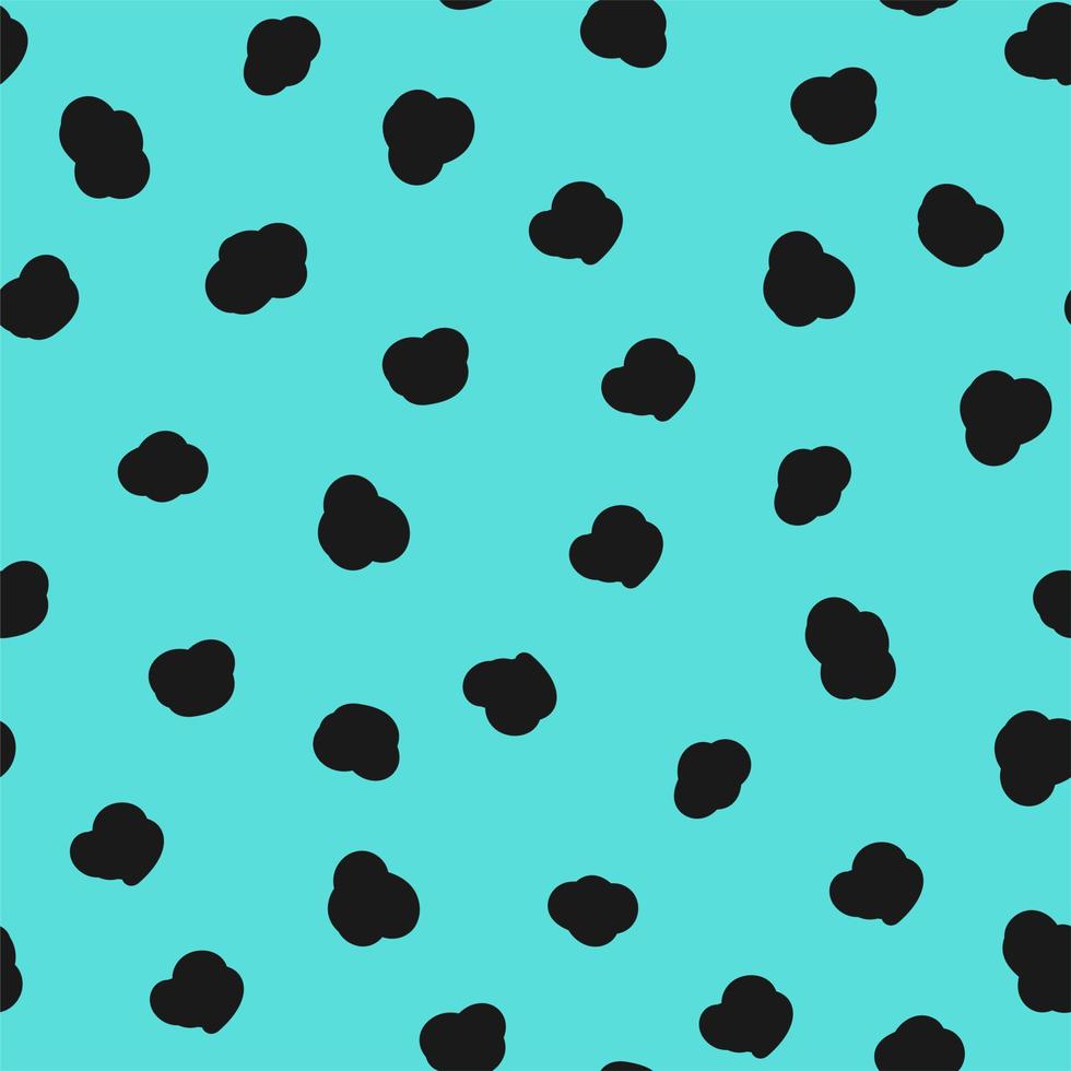 The pattern is stylish from black dots of blots on a turquoise background. For wedding invitations, postcards, posters, labels of cosmetics and perfumes, packaging paper. vector