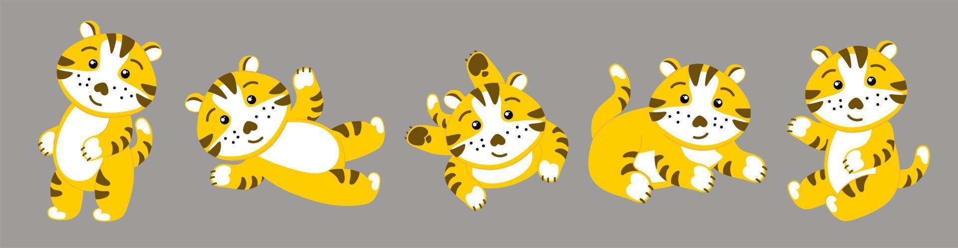 Seth is a Chinese tiger, a funny character. The symbol of 2022. vector