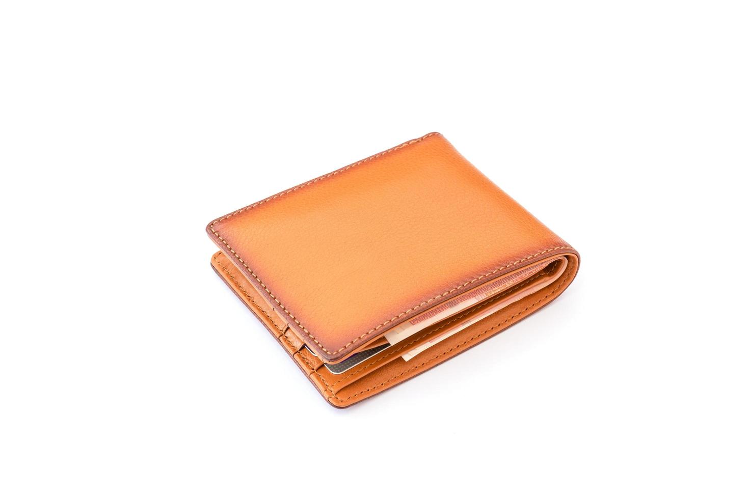 New leather brown men wallet isolated on white photo