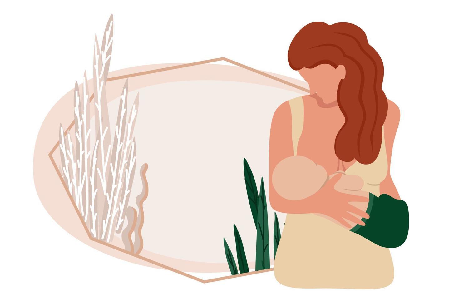 Breastfeeding. A mother is breastfeeding a child. vector