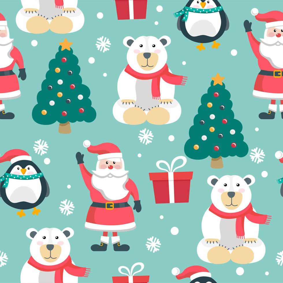 Christmas pattern with a Christmas tree with gifts of a deer and a snowman. The concept of Christmas and New Year. Vector illustration in a flat style.