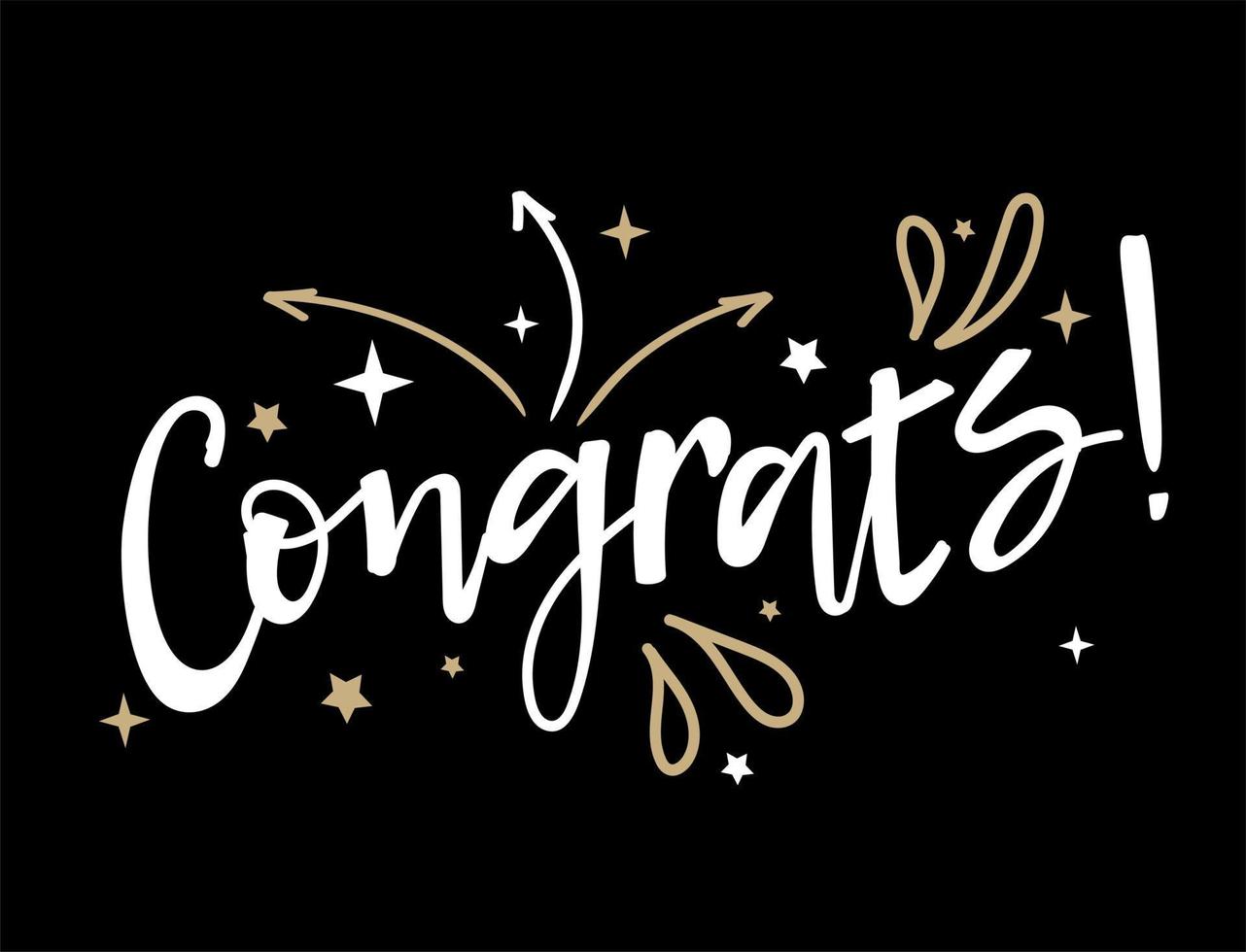 Congrats, congratulations postcard.  Stylish fashion postcard, festive banner. Vector illustration.