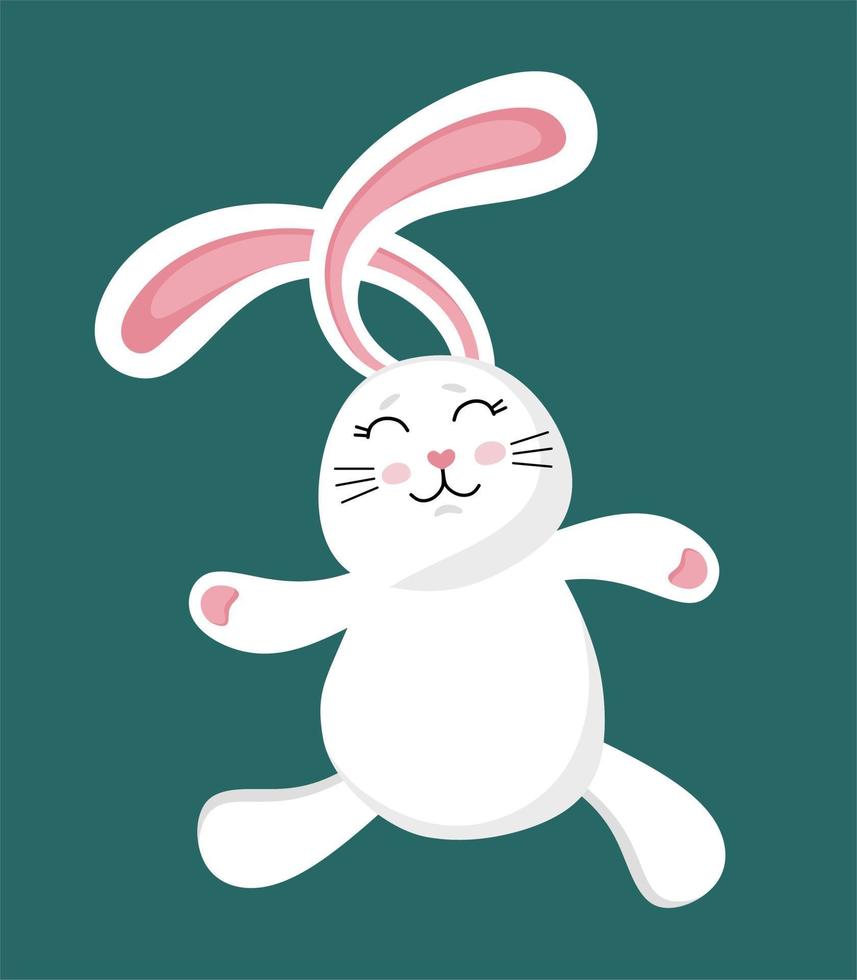 divertido lindo conejo blanco. ilustración de un personaje. ilustración vectorial en un estilo plano. vector