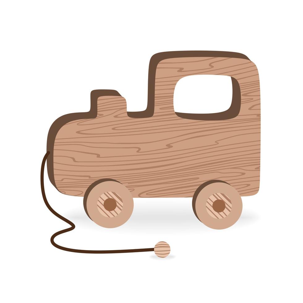Children's toys for Children's games and entertainment Cartoon Wooden toys wooden locomotive Vector illustration