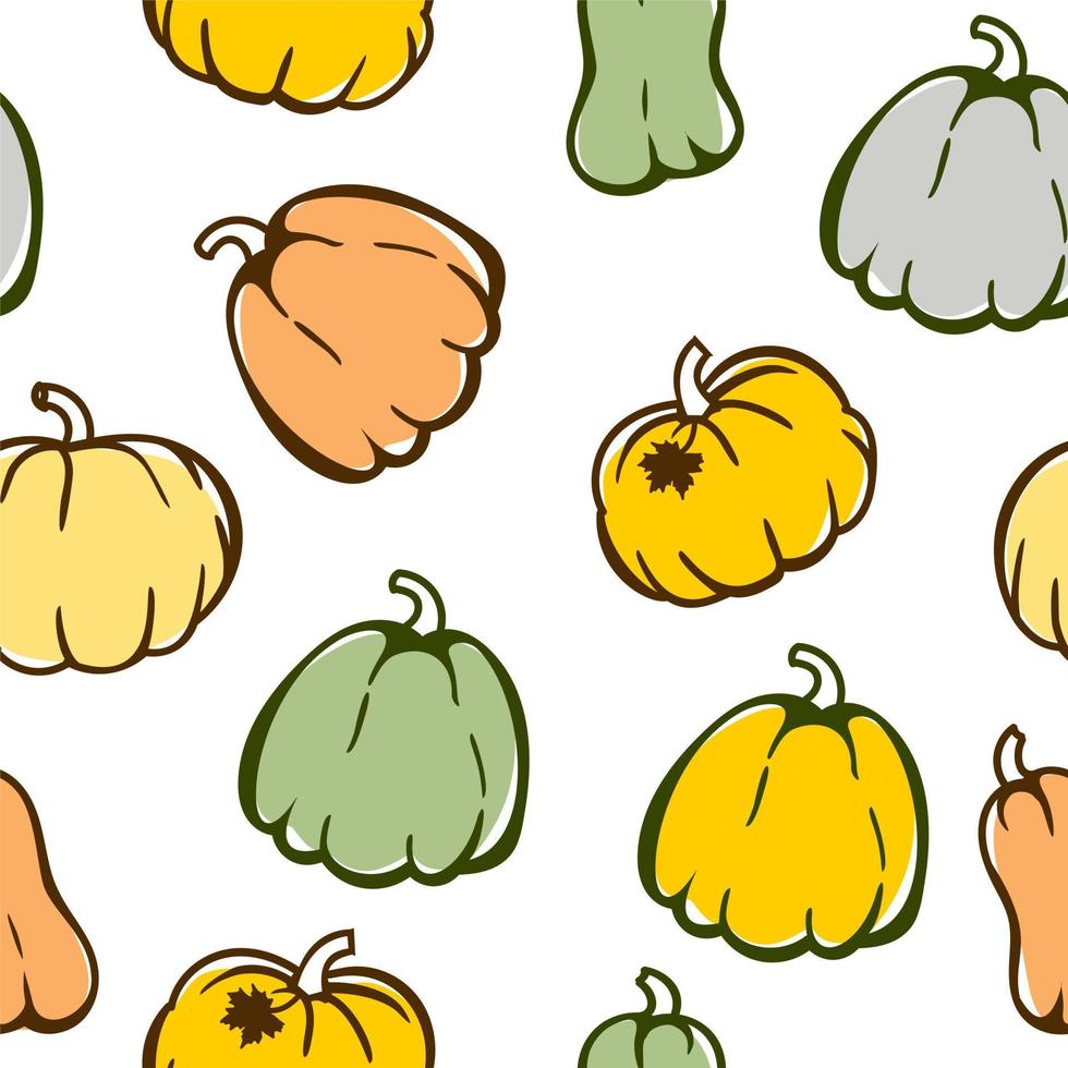 Pumpkin pattern on a white background. Halloween. Vector illustration in a flat style.